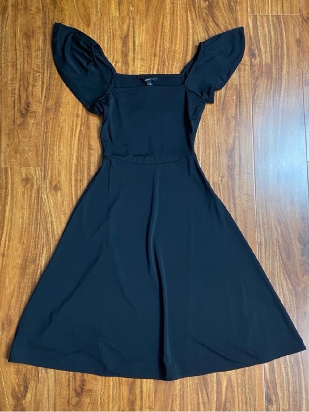 NWT New Banana Republic Black Flutter Sleeve Jersey Fit & Flare Mini Dress XXSP